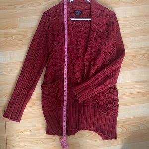 ❤️ Lucky Brand Deep Red Open Front Cardigan Sweater XS